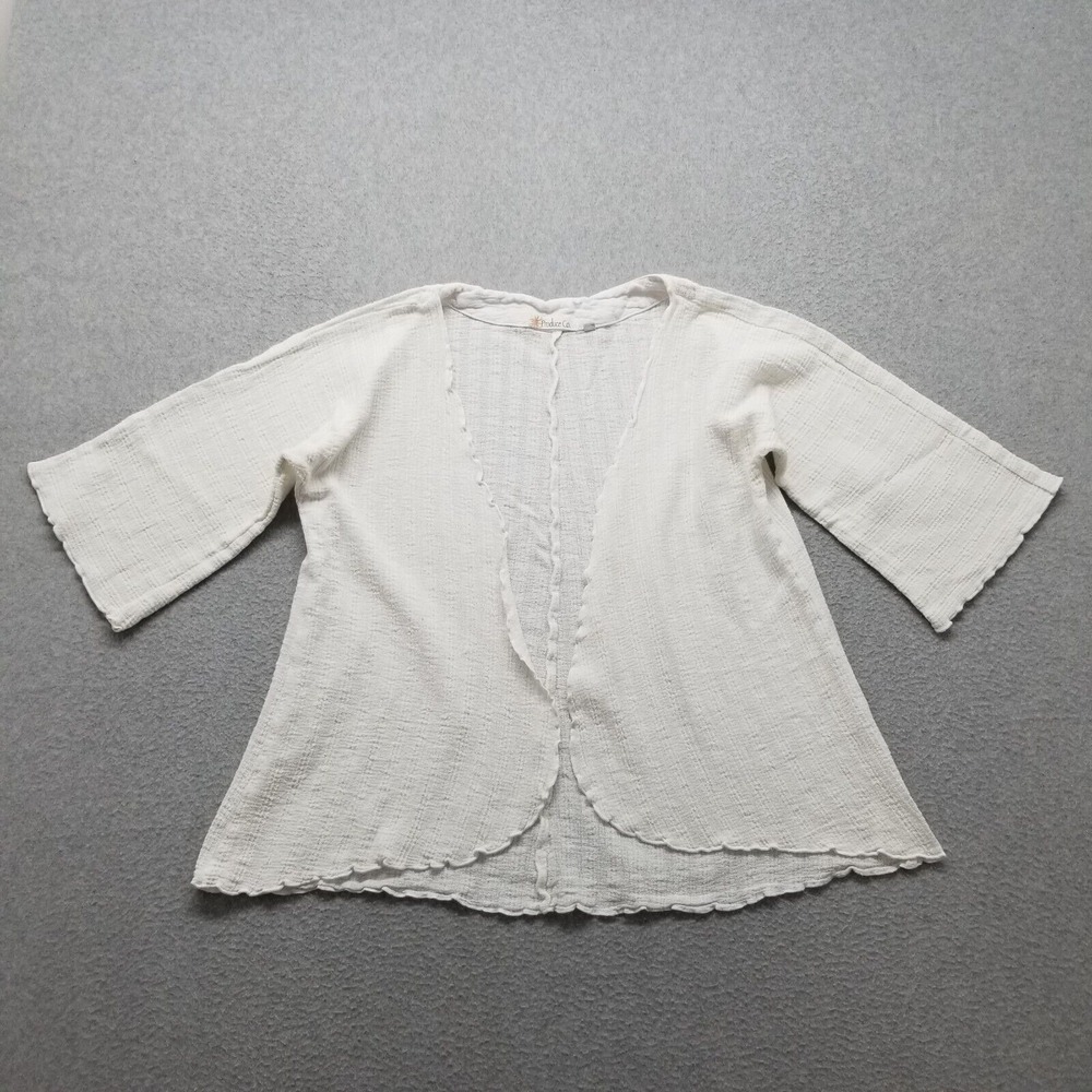 Produce‎ Company Shirt Womens Small White Cardigan Style